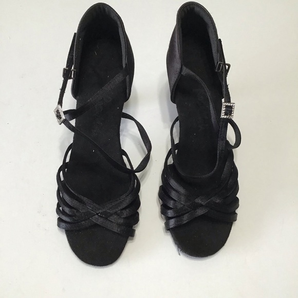 Rosenoli Black strap ankle strap dancing shoes size 40 - Picture 1 of 5